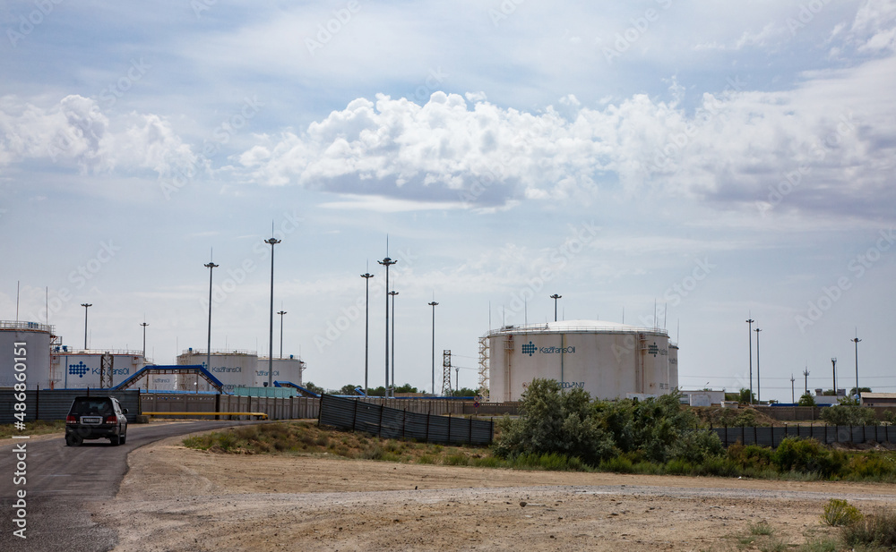 Aktau,kazakhstan - May 19 2012: Oil Storage Terminal On Caspian Sea 