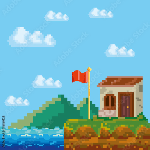 pixelated landscape card