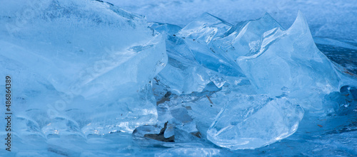 Abstract background of ice structure in a frozen lake landscape. Farnebofjarden national park in north of Sweden.