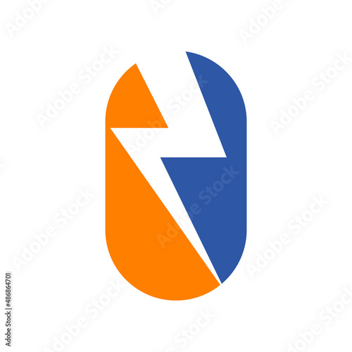 Power Logo O Letter and Lightning Energy Technology. Power O Letter Logo Design With Lighting Thunder Bolt Template