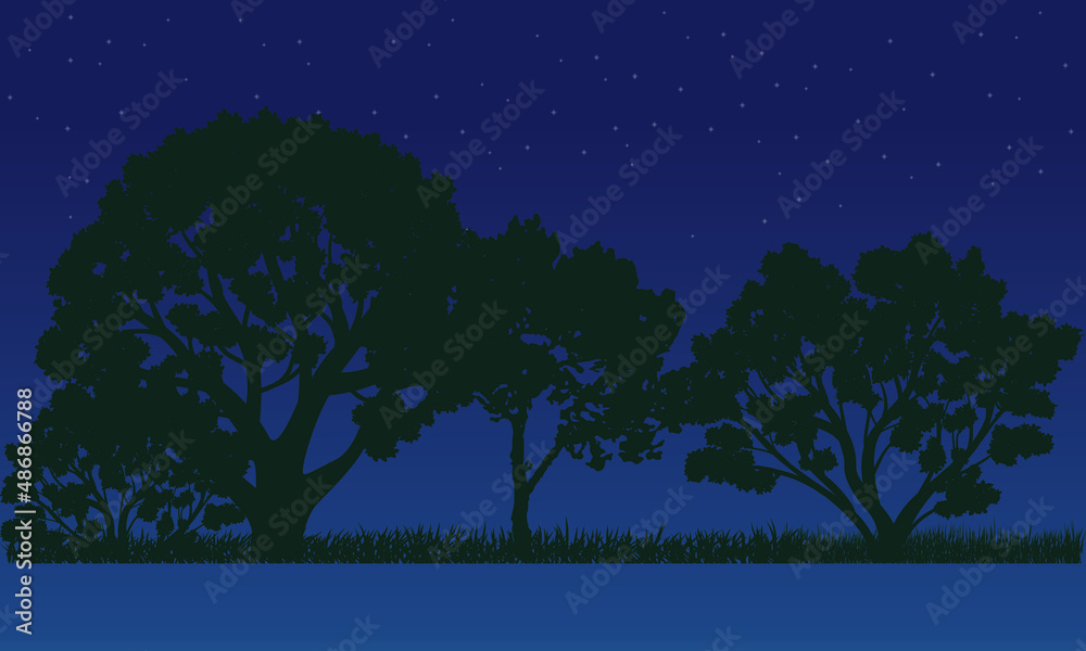 Full moon in night sky with stars and clouds above trees and pond reflecting starlight background. Dark heaven with moonlight romantic fantasy midnigh Full moon in night sky with stars and clouds above trees and pond reflecting starlight background. Dark heaven with moonlight romantic fantasy midnigh