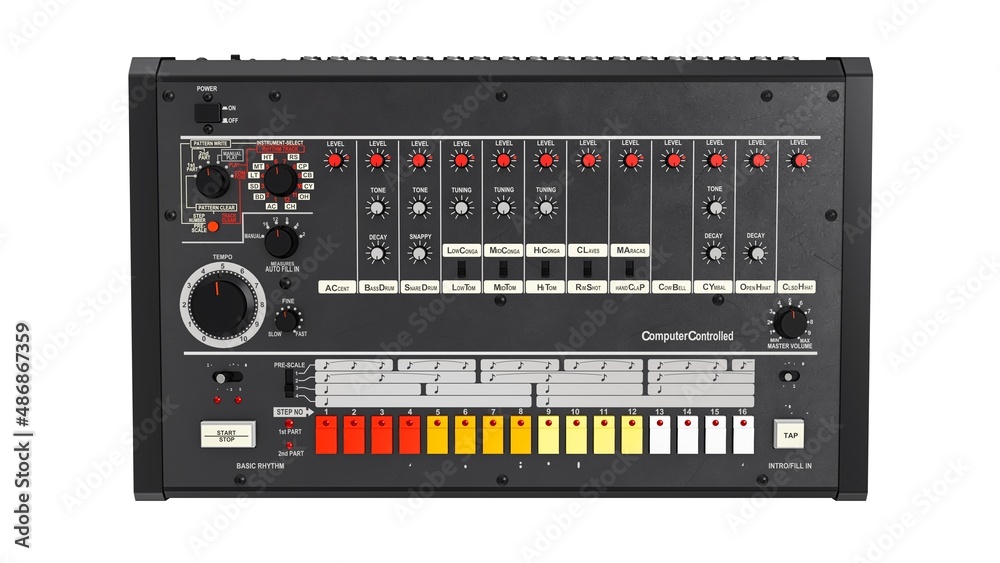 retro drum machine 3D illustration retro drum machine 3D illustration