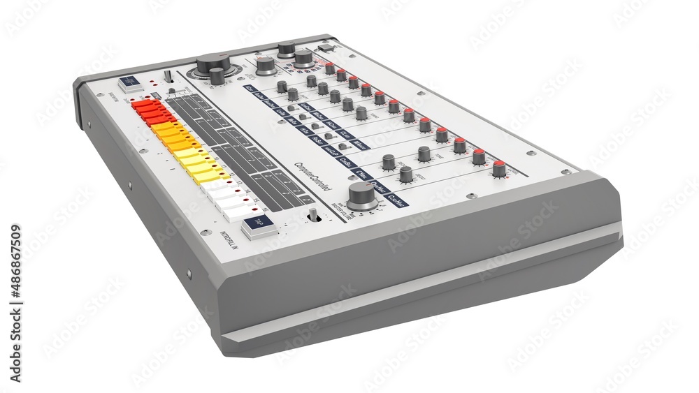 retro drum machine 3D illustration