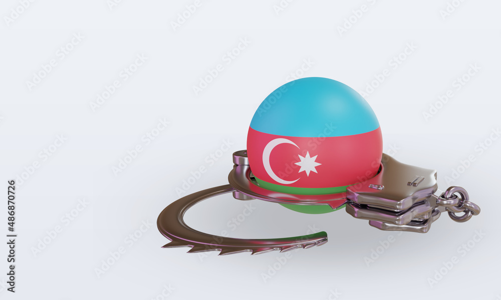 3d handcuff Azerbaijan flag rendering right view 3d handcuff Azerbaijan flag rendering right view