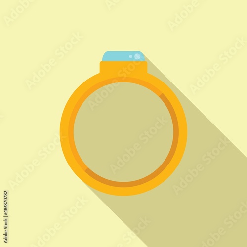 Diamond ring auction icon flat vector. Sell process