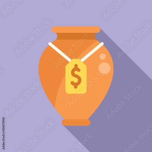 Vase auction icon flat vector. Business price