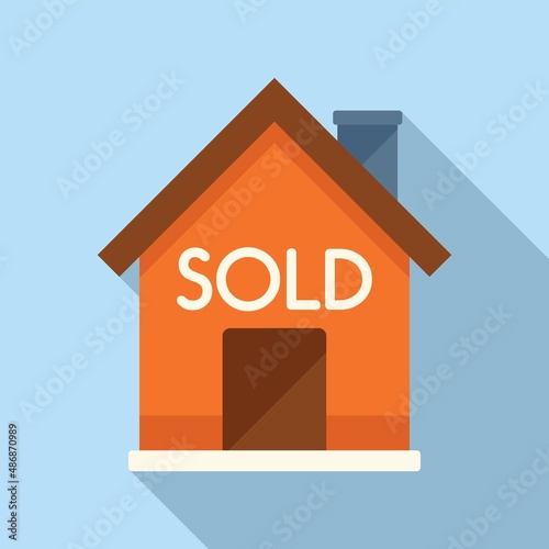 House auction sold icon flat vector. Sell price