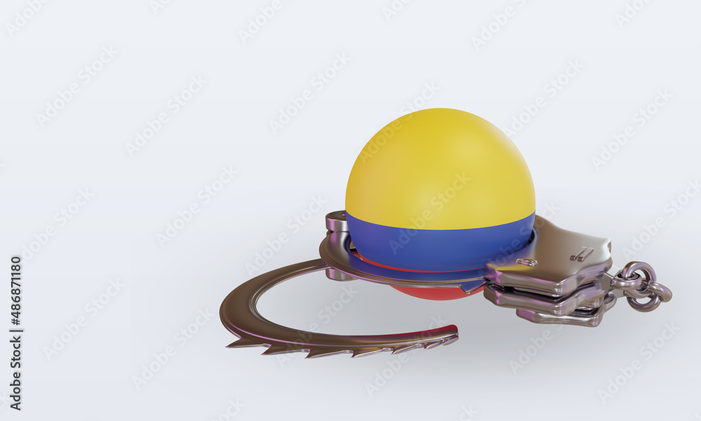 3d handcuff Colombia flag rendering right view 3d handcuff Colombia flag rendering right view