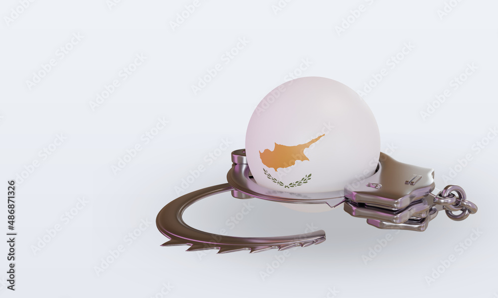 Fototapeta premium 3d handcuff Cyprus flag rendering right view