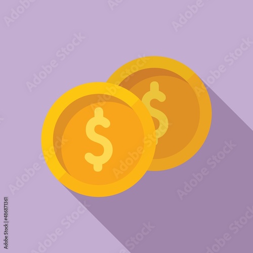 Gold coin auction icon flat vector. Competition process