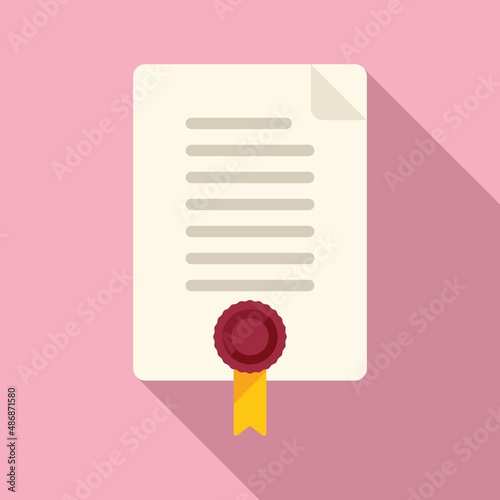 Diploma auction page icon flat vector. Price buy
