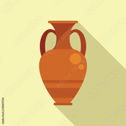 Ancient vase auction icon flat vector. Sell price