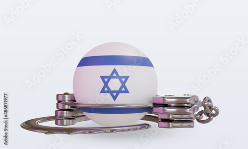 3d handcuff Israel flag rendering front view