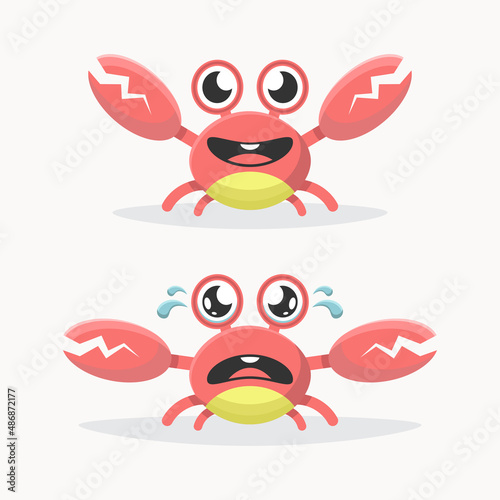 happy and sad crab cartoon vector image