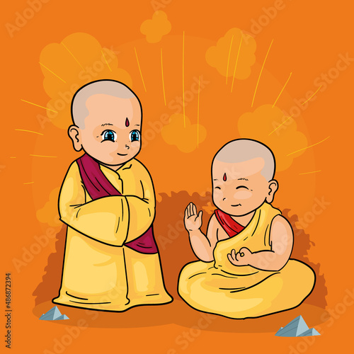 card of buddhist monks