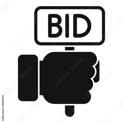 Bid auction hand icon simple vector. Sell price