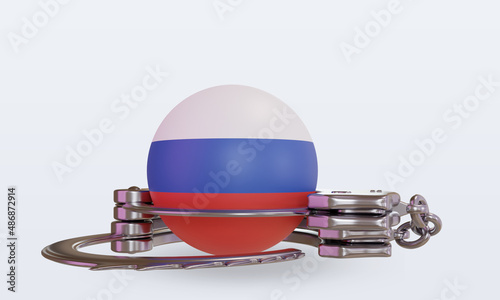 3d handcuff Russian flag rendering front view