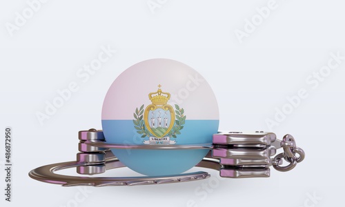 Fotografie 3d handcuff San Marino flag rendering front view