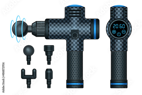 Electric Massage gun realistic 3d isolated white background