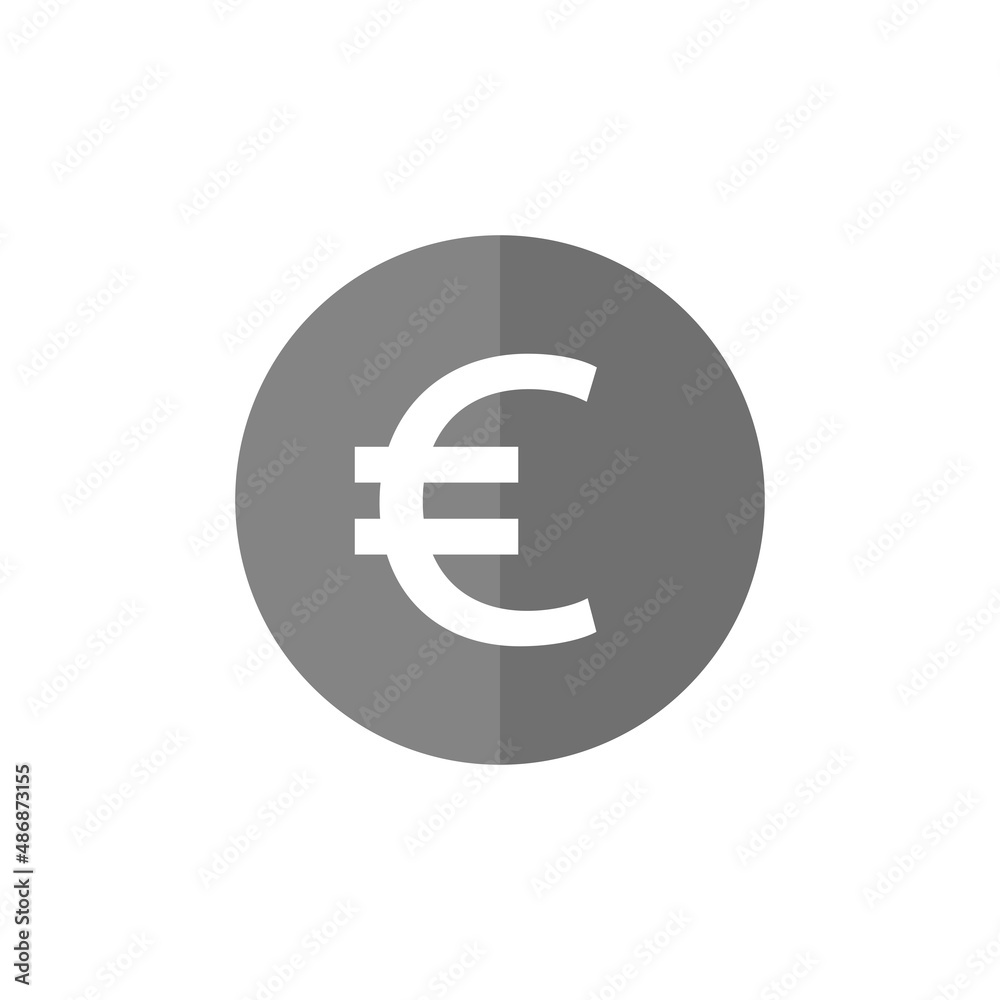 Euro coin grey flat vector icon Euro coin grey flat vector icon