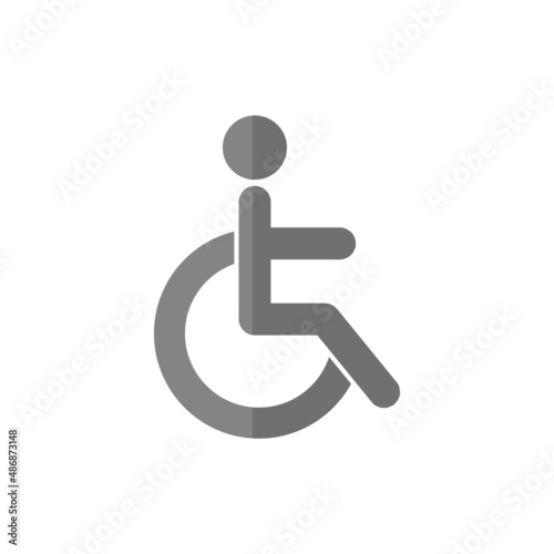 Disabled person grey flat vector icon