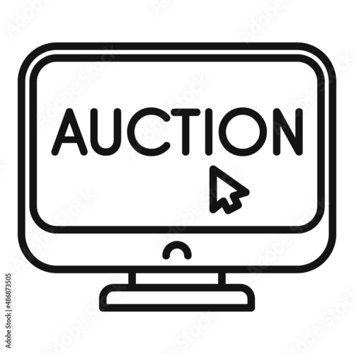 Online pc auction icon outline vector. Price sell