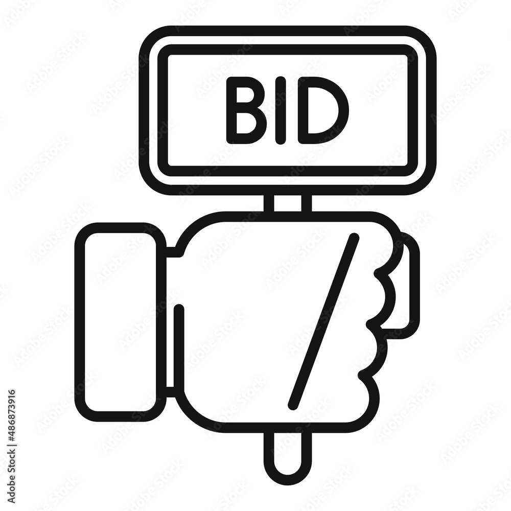 Bid auction hand icon outline vector. Sell price Bid auction hand icon outline vector. Sell price