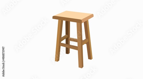 Wooden Stool Vector. Vector Isolated Illustration of a Wooden Stool