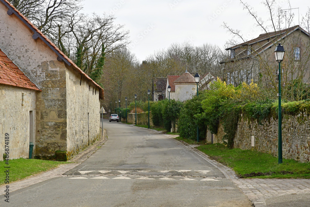 Gadancourt; France - february 20 2021 : picturesque village centre