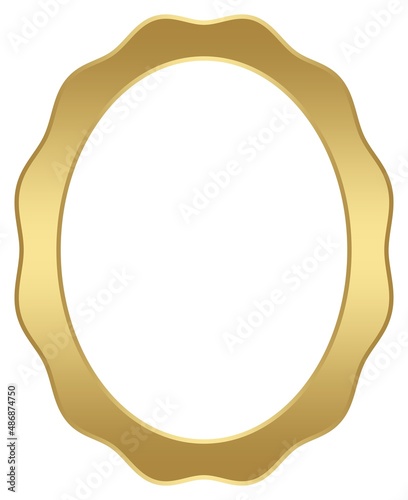 Goldrahmen im gewellten antiken Oval Design. Vektor auf einem weißen isolierten Hintergrund.