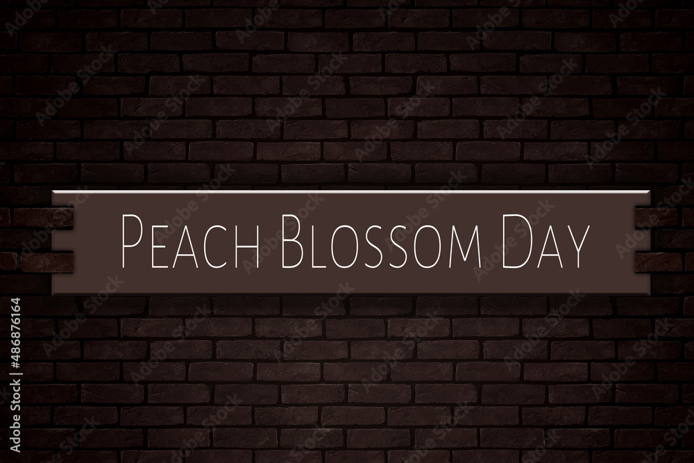 Obraz premium March month, day of March. Peach Blossom Day, on Bricks Background