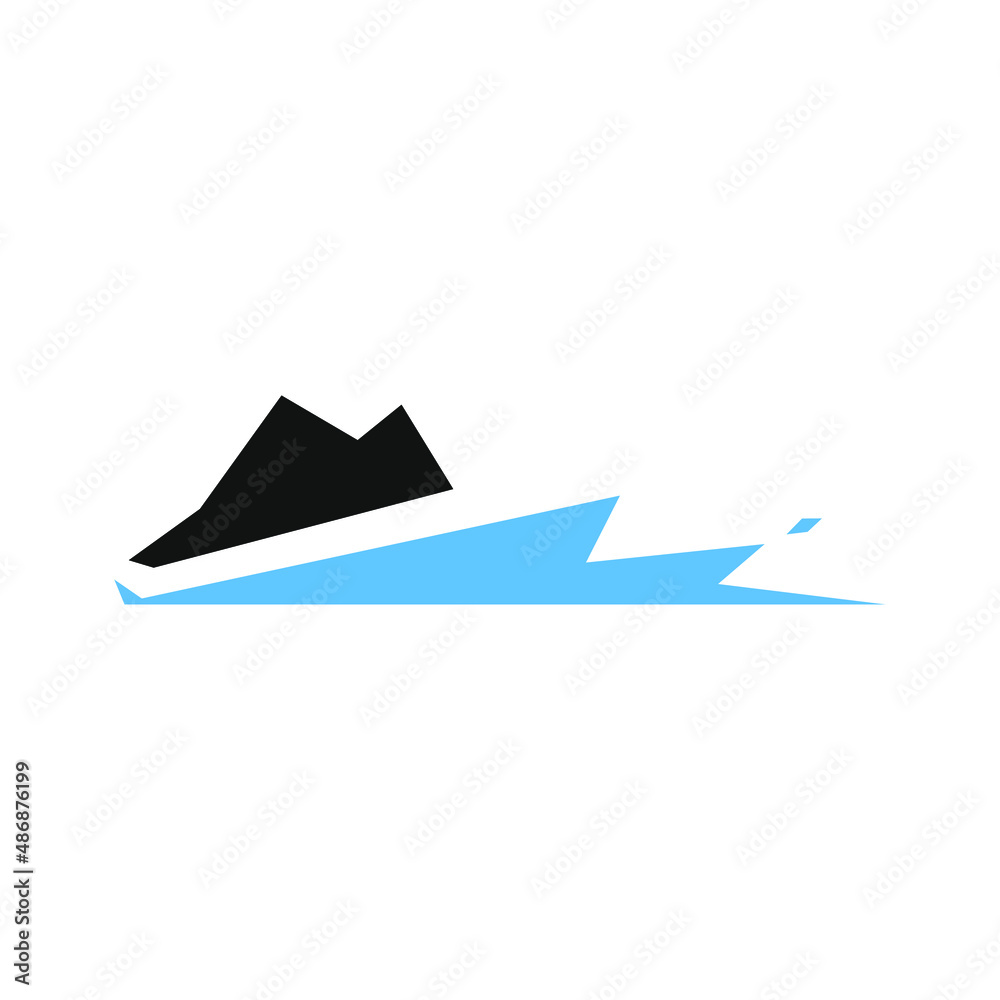 Sports running shoe symbol on white backdrop. Design element Sports running shoe symbol on white backdrop. Design element