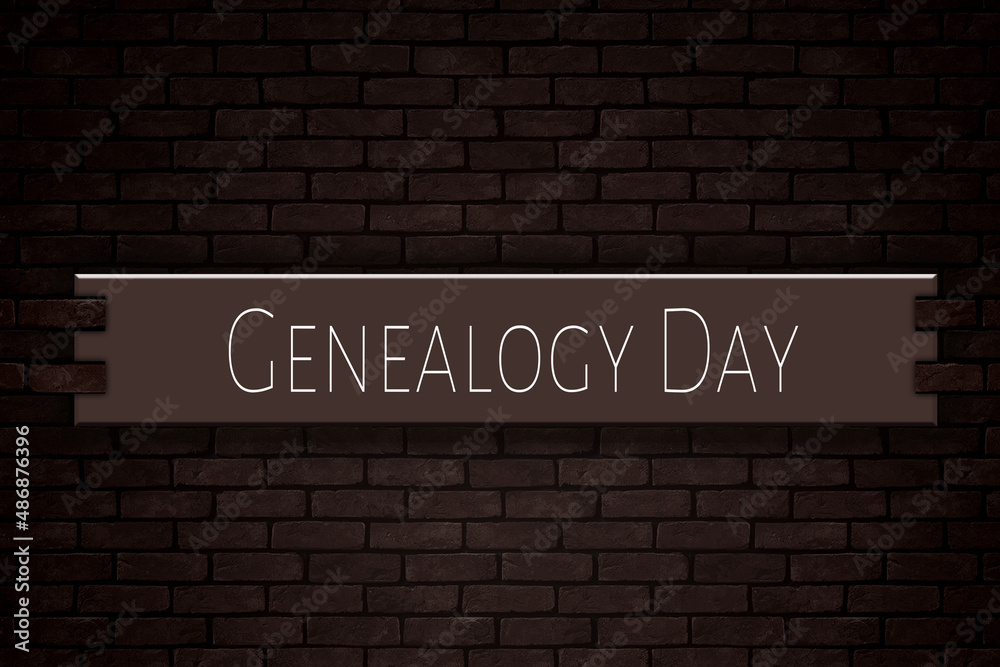 March month, day of March. Genealogy Day, on Bricks Background