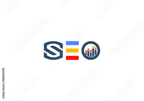 SEO multi color logo and icon, SEO Agency Logo chart analytic in multi color