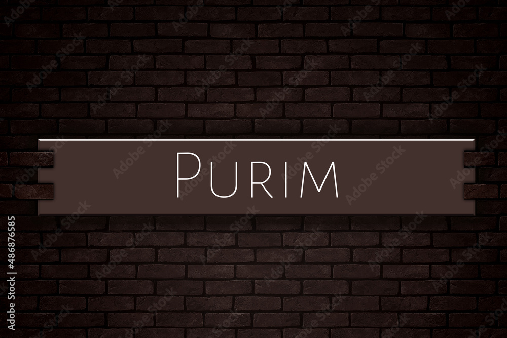 March month, day of March. Purim, on Bricks Background March month, day of March. Purim, on Bricks Background