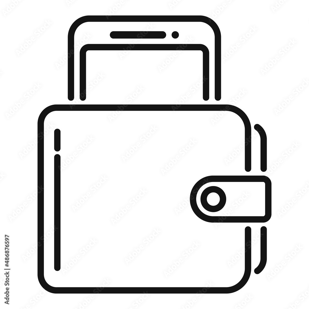 Web money wallet icon outline vector. Online pay Web money wallet icon outline vector. Online pay