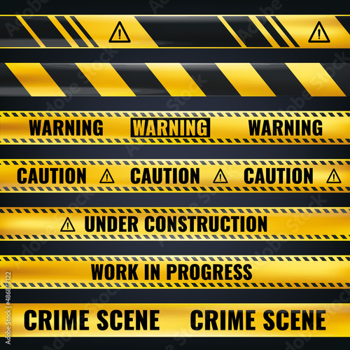 warning construction work in progress danger alert tape set