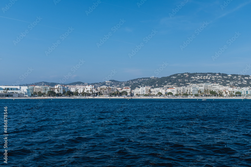 Panoramic view from sea over Cannes, South of France