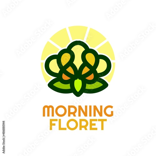 morning floret flora flower nature logo concept design illustration