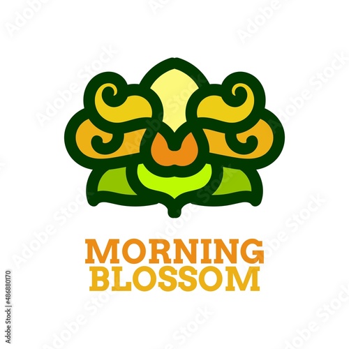 morning blossom flora flower nature logo concept design illustration