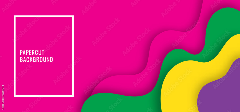 Obraz premium Abstract colorful papercut pattern on pink background.