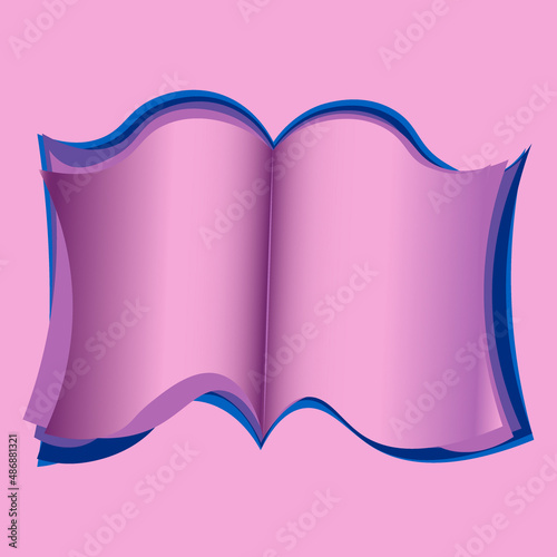 Illustration on a square background - open book, reading, literature. Design element of books, notebooks, postcards, interior items. Wallpapers, textiles, packaging, background for a website, mobile