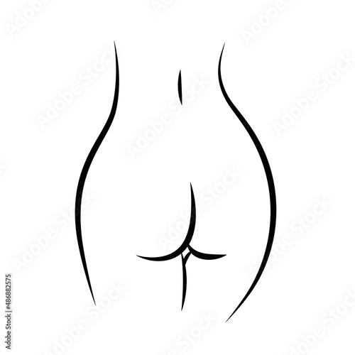 Female Buttocks line icon. Butt or ass silhouette. Vector