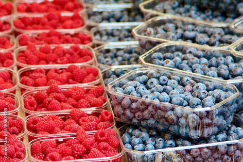 raspberries and blueberries