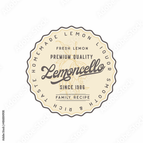 Family Recipe Lemons Liquor Acohol Label. Abstract Vector Packaging Design Layout.