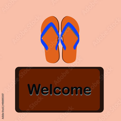 illustration vector design graphic sandals foot mat. suitable for information, attention and element poster design.