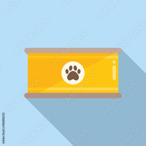 Dog food can icon flat vector. Animal pet