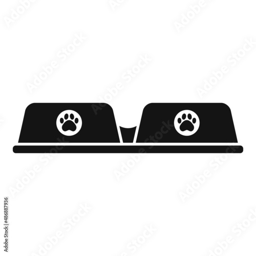 Double dog food bowl icon simple vector. Animal plate
