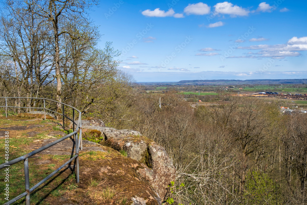 Viewpoint with a beautiful view of a rural landscape in the spring