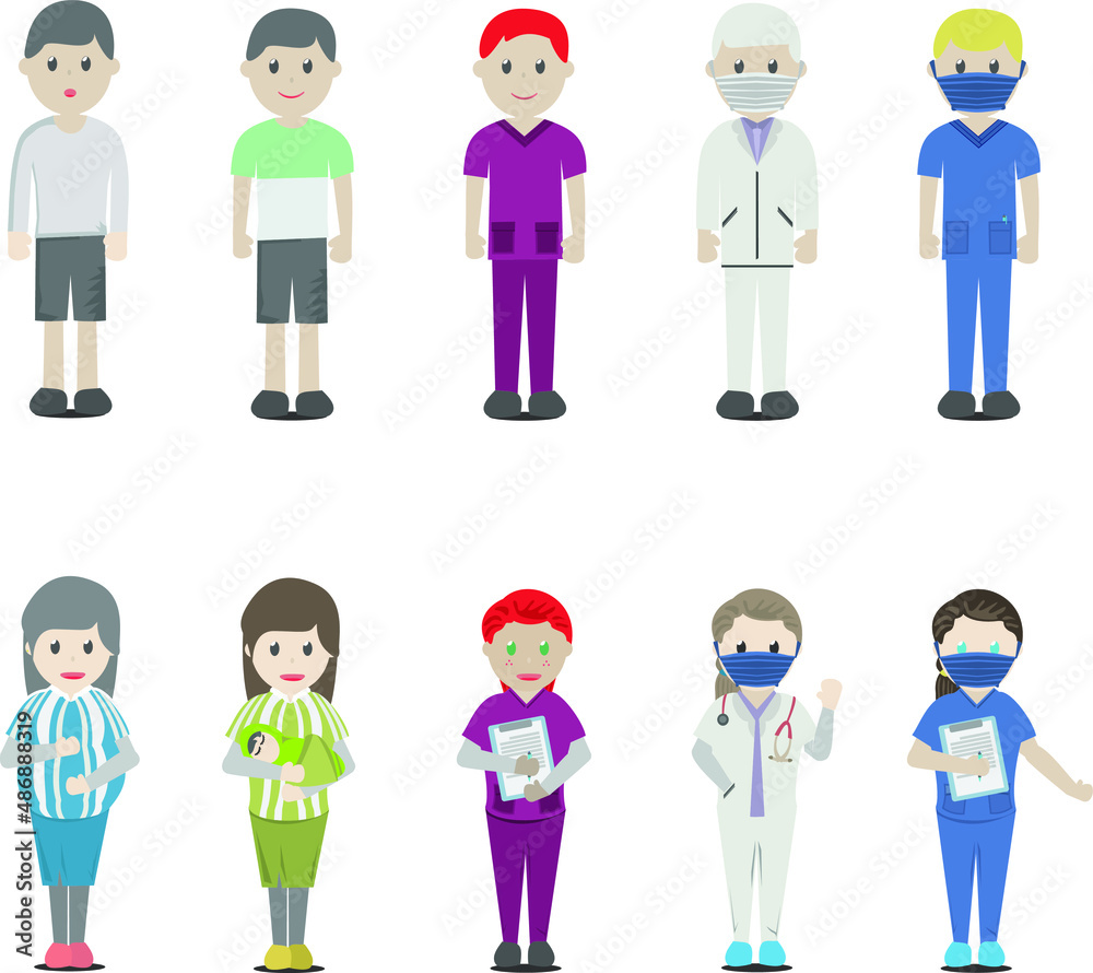 Set of people in hospital in flat design Set of people in hospital in flat design